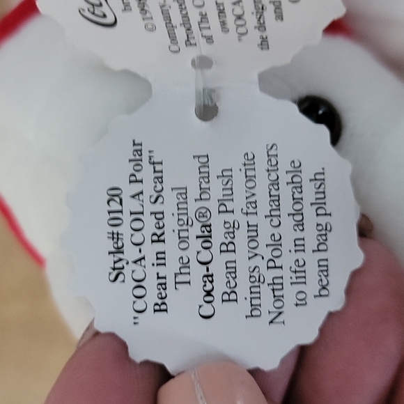 1998 Coca-Cola Polar Bear in Red Scarf Beanie Plush - Picture 9 of 10